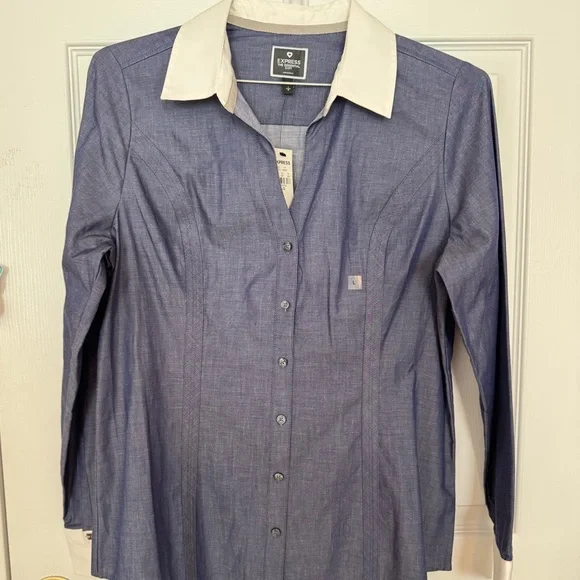 ❤️Express Button-down Shirt with White Collar NWT - Picture 1 of 2